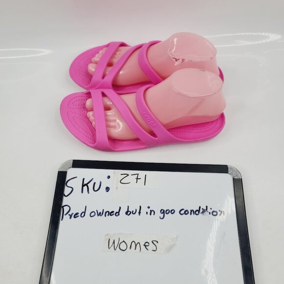 Crocs Women's Pink Kadee Li Triple Strap Slip-On Slide Sandal Size 8 - Picture 7 of 7